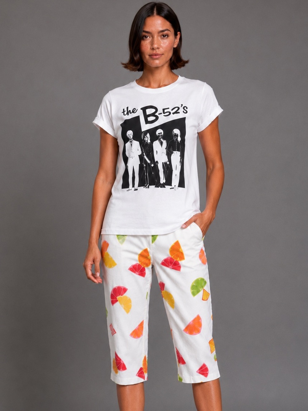 Funky fruit print capris. Eclectic grandma, coastal grandma, retro 50s- 8P